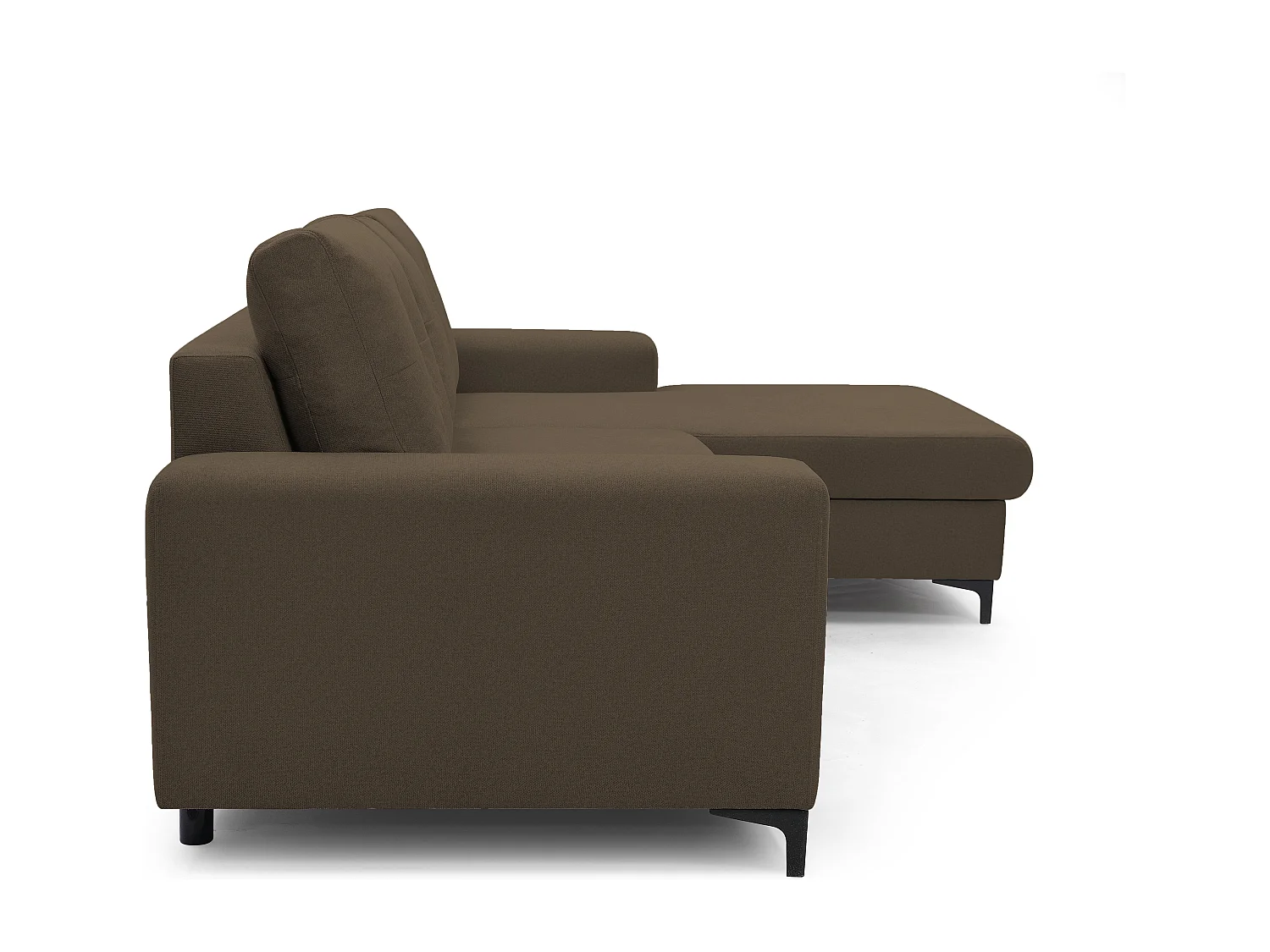 Hoekbank AVRA – Slaapfunctie, opbergruimte, rechterzijde, 251x165x85 cm, kleur: BRUIN