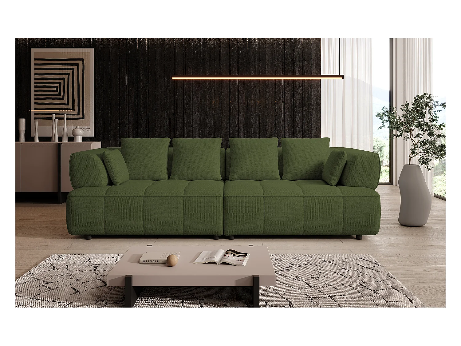 Canapé AULA BigSofa avec profondeur d'assise réglable, sans fonction couchage, dossier réglable, design moderne, vert, 284x111x84/75 cm
