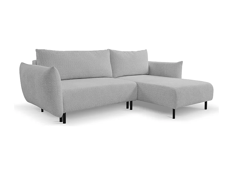 Hoekbank ADEL met slaapfunctie en opbergruimte – L-vorm, metalen poten, verstelbaar, 145x212 cm, 257x90x171 cm, GRIJS RECHTS