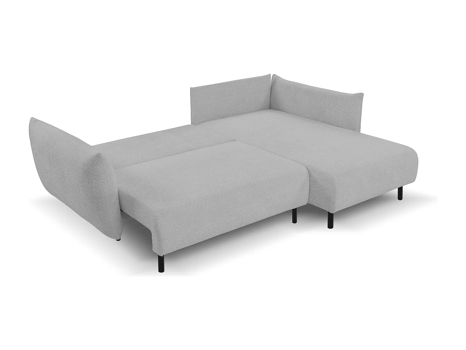 Ecksofa ADEL mit Schlaffunktion und Bettkasten – L-Form, Metallfüße, verstellbar, 145x212cm, 257x90x171cm GRAU RECHTS