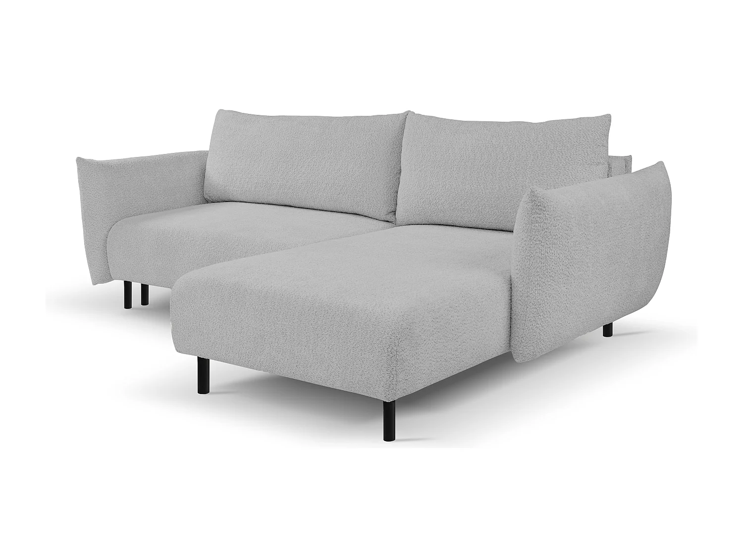 Ecksofa ADEL mit Schlaffunktion und Bettkasten – L-Form, Metallfüße, verstellbar, 145x212cm, 257x90x171cm GRAU RECHTS