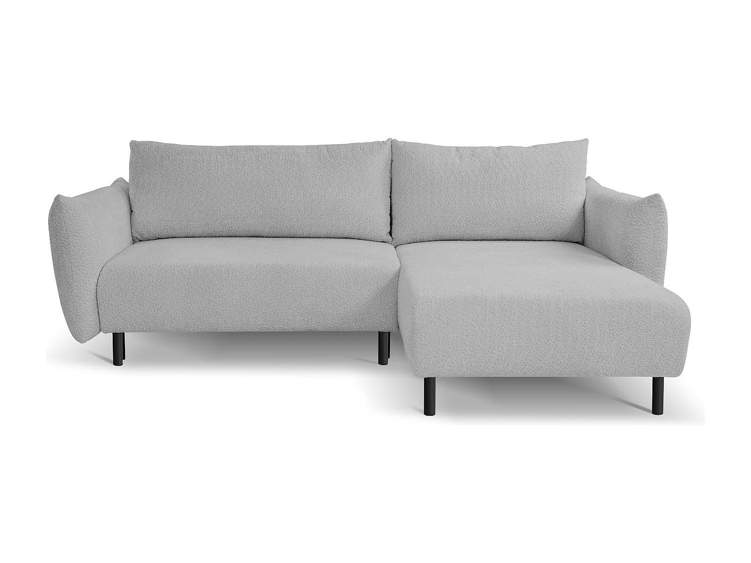 Hoekbank ADEL met slaapfunctie en opbergruimte – L-vorm, metalen poten, verstelbaar, 145x212 cm, 257x90x171 cm, GRIJS RECHTS