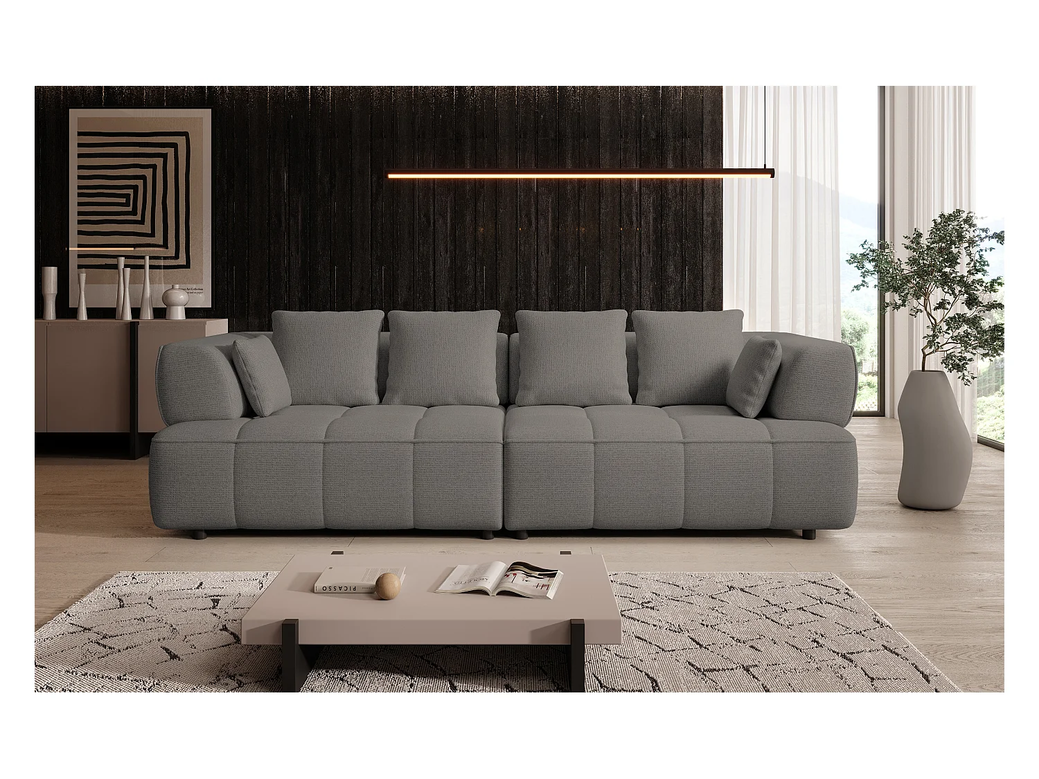 Canapé AULA BigSofa avec profondeur d'assise réglable, sans fonction couchage, dossier réglable, design moderne, graphite, 284x111x84/75 cm