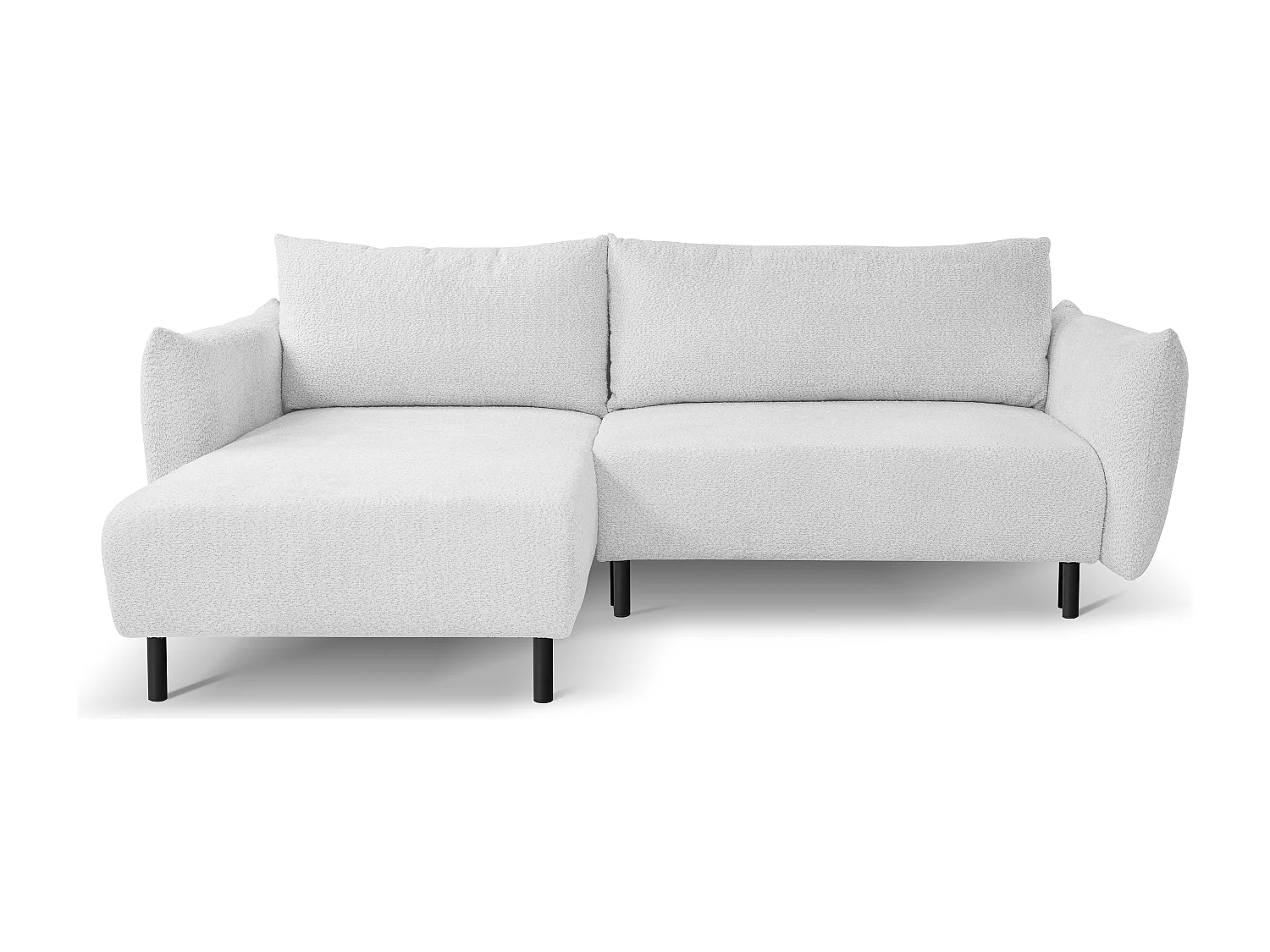 Hoekbank ADEL met slaapfunctie en opbergruimte – L-vorm, metalen poten, verstelbaar, 145x212 cm, 257x90x171 cm, ZILVER