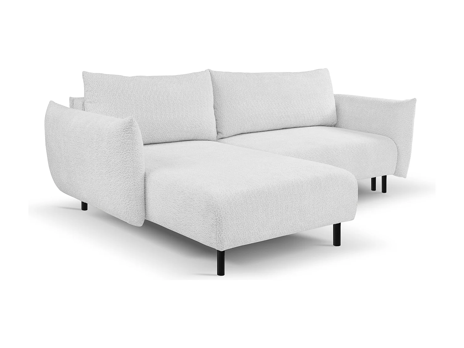 Hoekbank ADEL met slaapfunctie en opbergruimte – L-vorm, metalen poten, verstelbaar, 145x212 cm, 257x90x171 cm, ZILVER