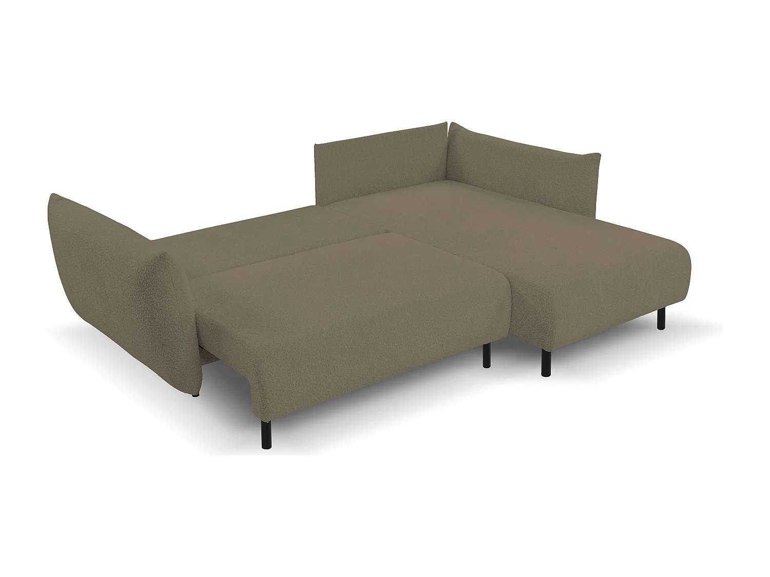 Ecksofa ADEL mit Schlaffunktion und Bettkasten – L-Form, Metallfüße, verstellbar, 145x212cm, 257x90x171cm GRAU-BRAUN RECHTS