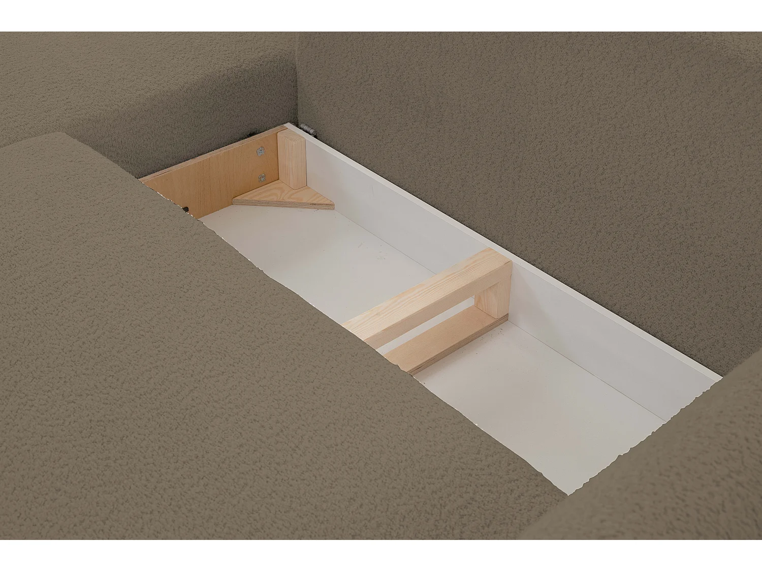 Ecksofa ADEL mit Schlaffunktion und Bettkasten – L-Form, Metallfüße, verstellbar, 145x212cm, 257x90x171cm GRAU-BRAUN RECHTS