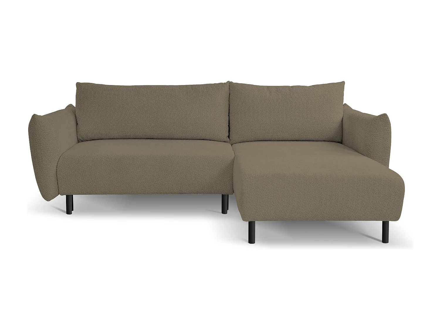 Hoekbank ADEL met slaapfunctie en opbergruimte – L-vorm, metalen poten, verstelbaar, 145x212 cm, 257x90x171 cm, GRIJS-BRUIN RECHTS