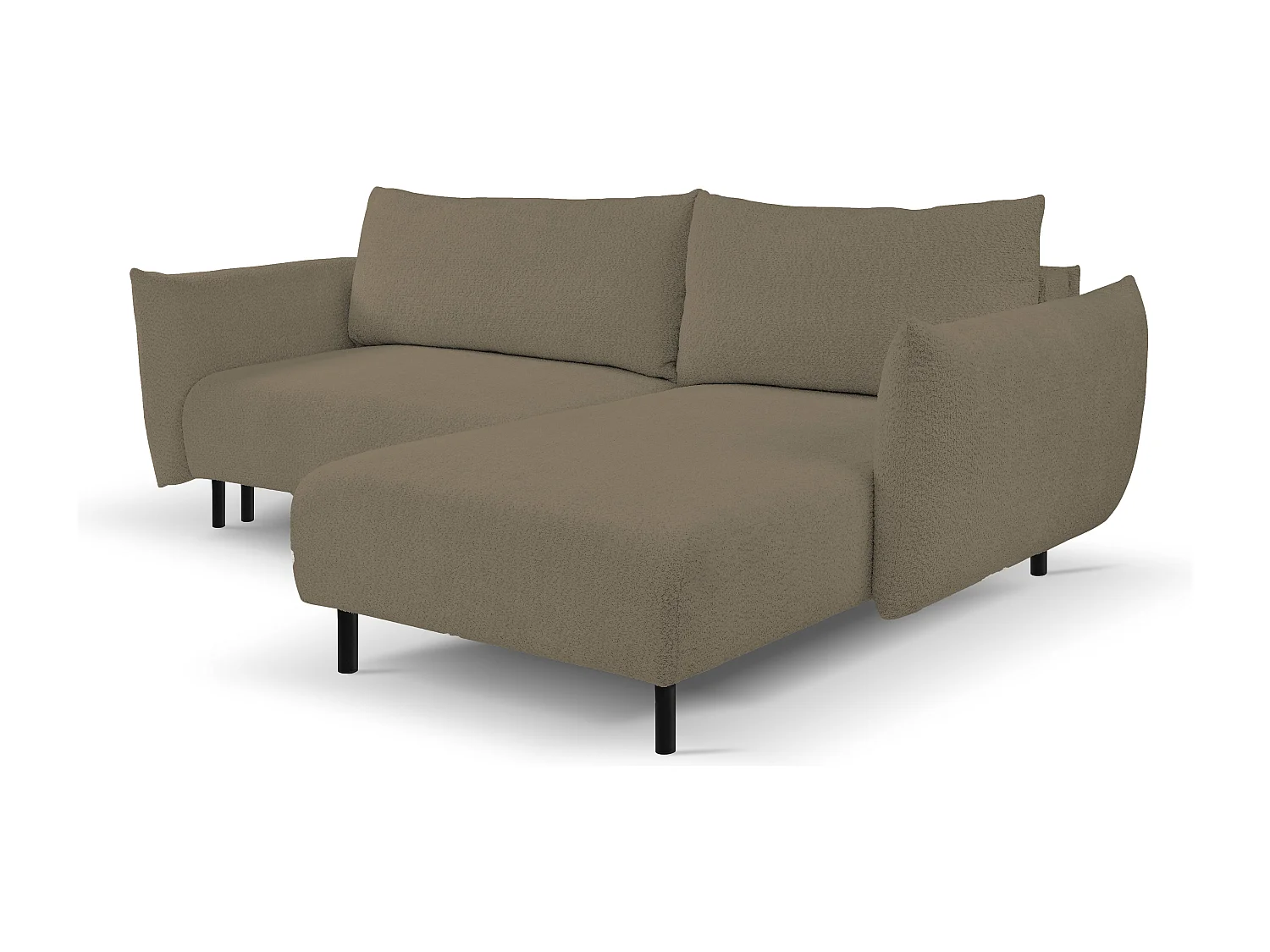 Hoekbank ADEL met slaapfunctie en opbergruimte – L-vorm, metalen poten, verstelbaar, 145x212 cm, 257x90x171 cm, GRIJS-BRUIN RECHTS