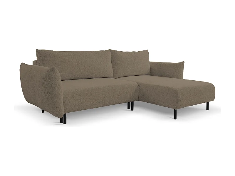 Hoekbank ADEL met slaapfunctie en opbergruimte – L-vorm, metalen poten, verstelbaar, 145x212 cm, 257x90x171 cm, GRIJS-BRUIN RECHTS