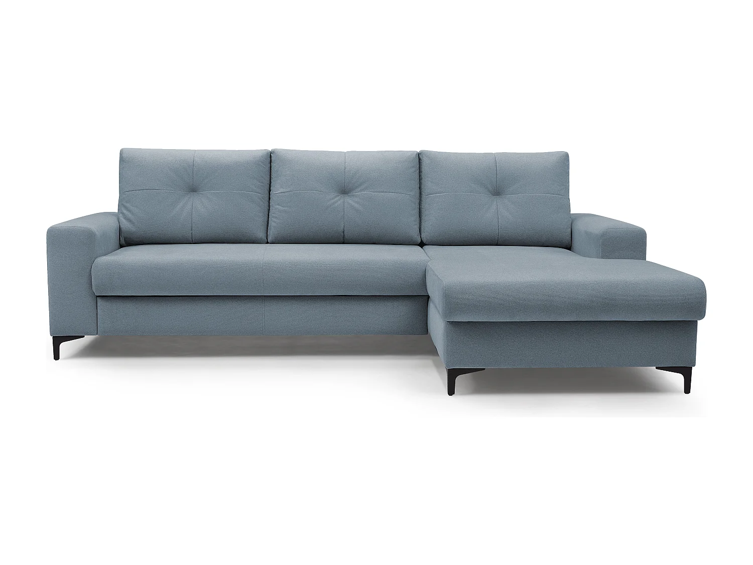 Hoekbank AVRA – Slaapfunctie, opbergruimte, rechterzijde, 251x165x85 cm, kleur: BLAUW