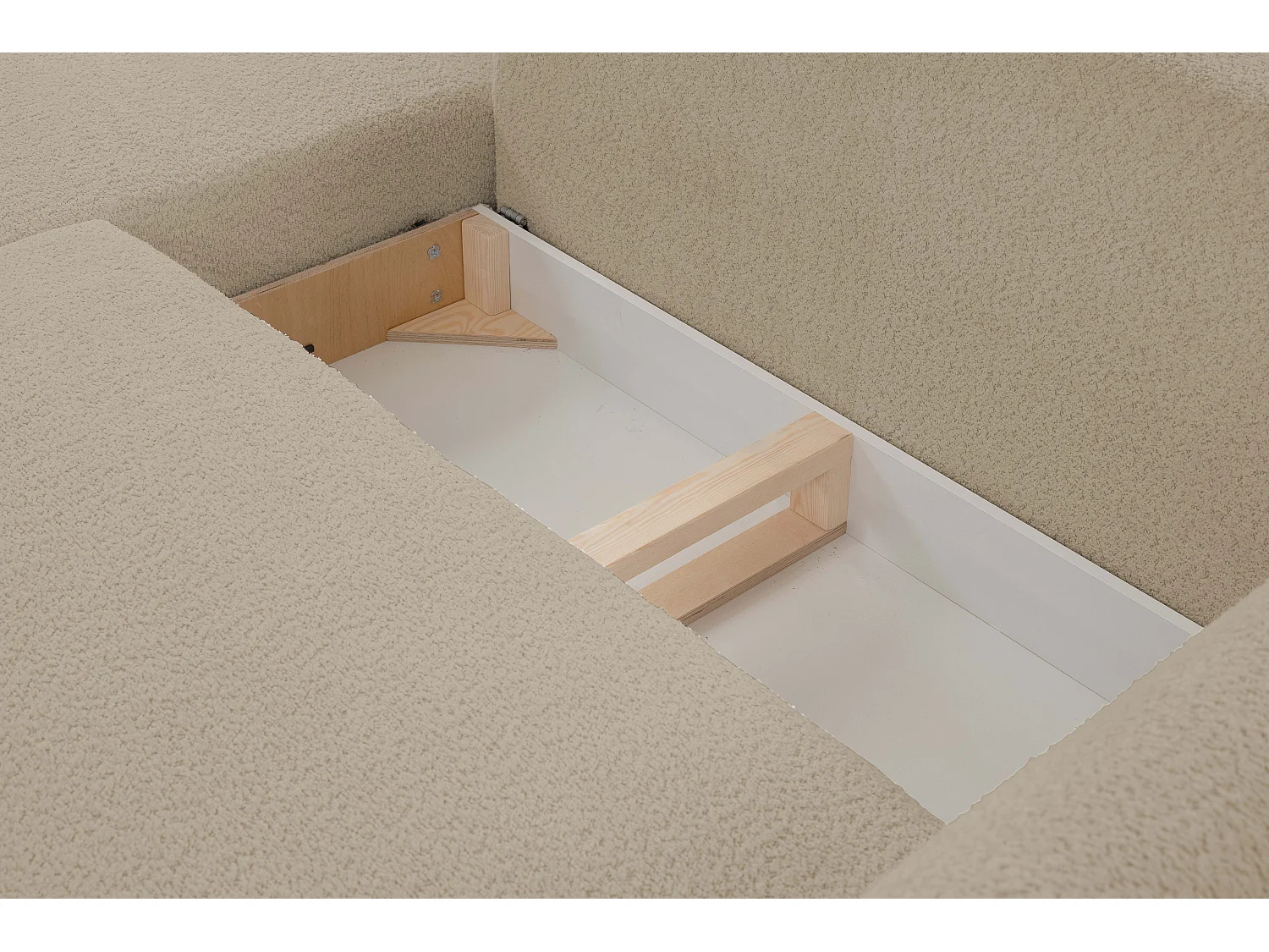 Hoekbank ADEL met slaapfunctie en opbergruimte – L-vorm, metalen poten, verstelbaar, 145x212 cm, 257x90x171 cm, DONKERBEIGE RECHTS