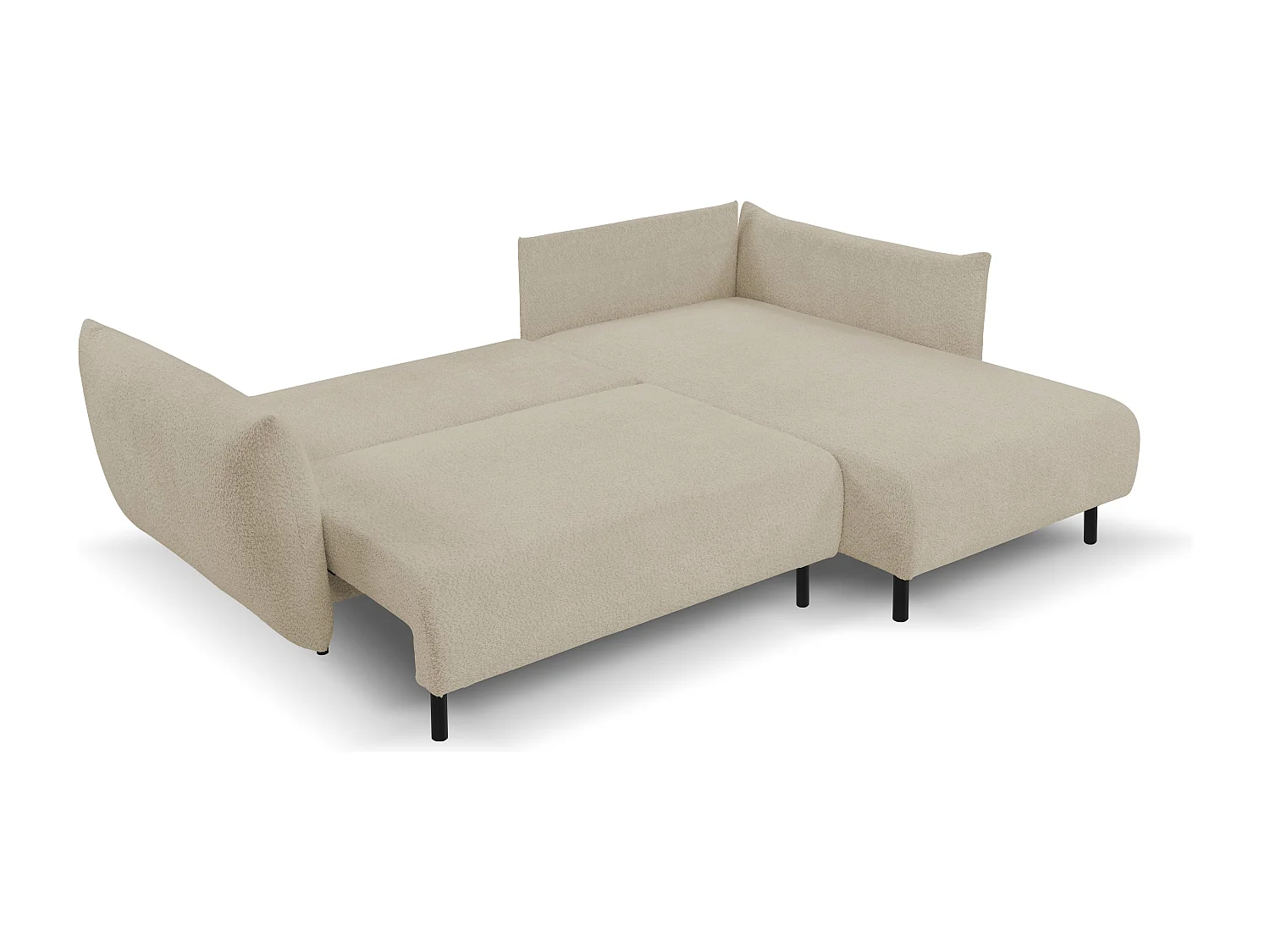 Hoekbank ADEL met slaapfunctie en opbergruimte – L-vorm, metalen poten, verstelbaar, 145x212 cm, 257x90x171 cm, DONKERBEIGE RECHTS