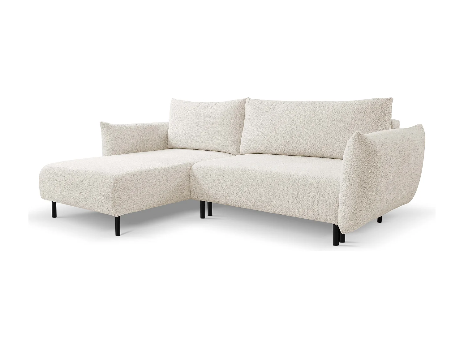 Ecksofa ADEL mit Schlaffunktion und Bettkasten – L-Form, Metallfüße, verstellbar, 145x212cm, 257x90x171cm BEIGE
