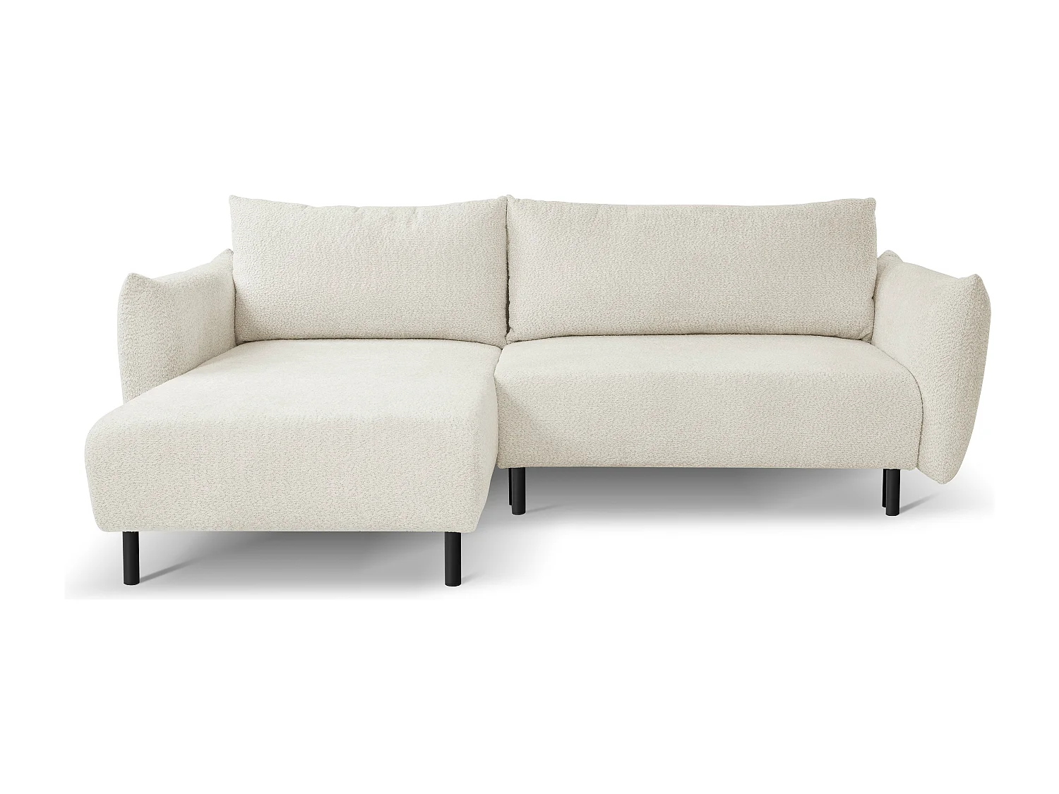 Hoekbank ADEL met slaapfunctie en opbergruimte – L-vorm, metalen poten, verstelbaar, 145x212 cm, 257x90x171 cm, BEIGE