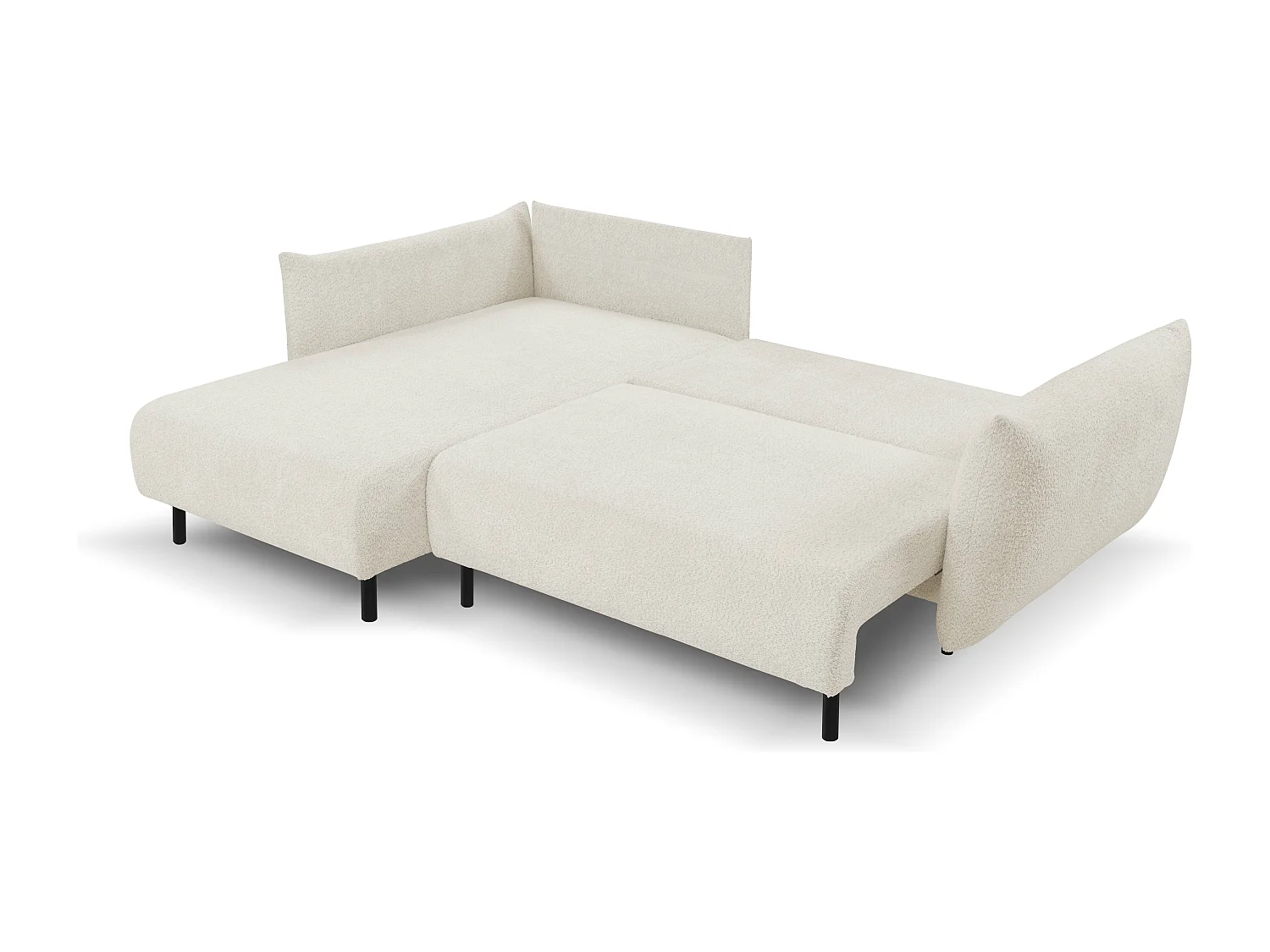 Hoekbank ADEL met slaapfunctie en opbergruimte – L-vorm, metalen poten, verstelbaar, 145x212 cm, 257x90x171 cm, BEIGE
