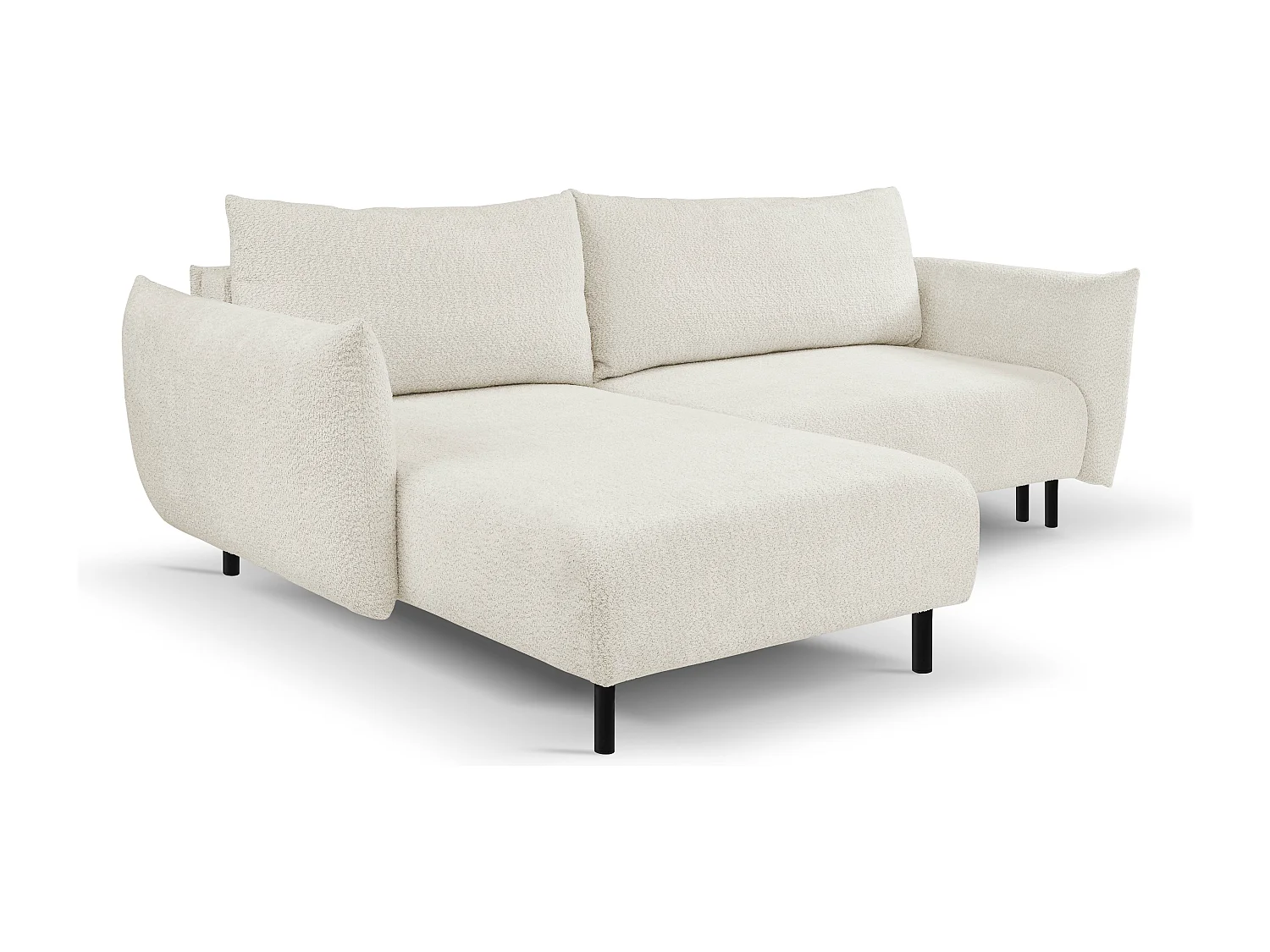 Hoekbank ADEL met slaapfunctie en opbergruimte – L-vorm, metalen poten, verstelbaar, 145x212 cm, 257x90x171 cm, BEIGE