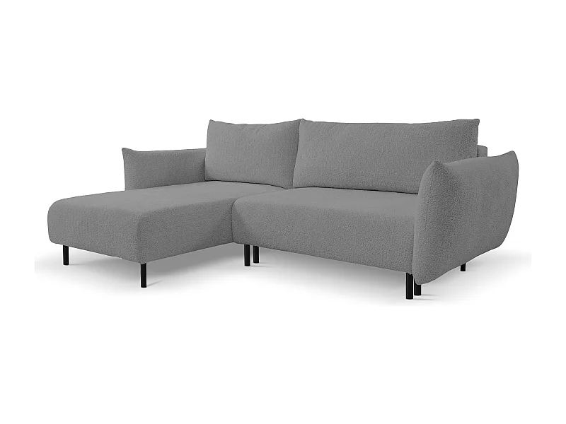 Canapé d'angle ADEL convertible avec coffre - Disposition L, pieds métalliques, configuration réglable, gris clair 145x212cm, 257x90x171cm