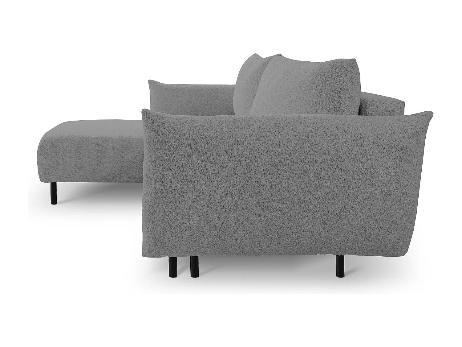 Hoekbank ADEL met slaapfunctie en opbergruimte – L-vorm, metalen poten, verstelbaar, 145x212 cm, 257x90x171 cm, LICHTGRIJS