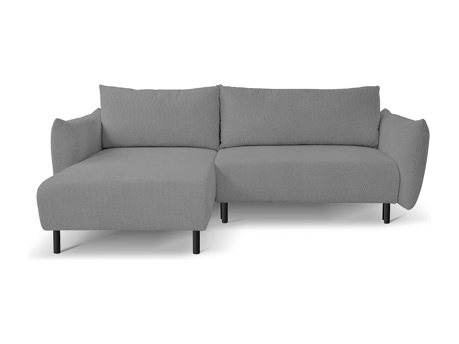 Hoekbank ADEL met slaapfunctie en opbergruimte – L-vorm, metalen poten, verstelbaar, 145x212 cm, 257x90x171 cm, LICHTGRIJS