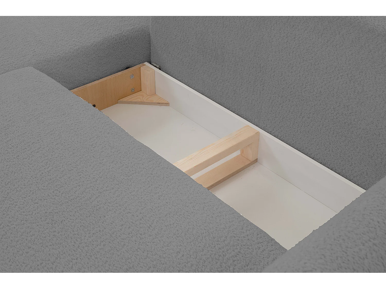 Hoekbank ADEL met slaapfunctie en opbergruimte – L-vorm, metalen poten, verstelbaar, 145x212 cm, 257x90x171 cm, LICHTGRIJS