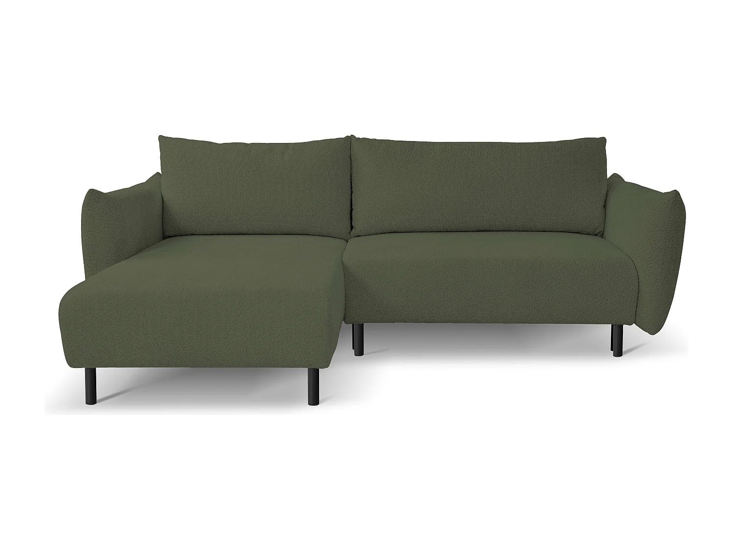 Narożnik ADEL z funkcją spania i pojemnikiem na pościel – Układ L, metalowe nogi, regulowana konfiguracja, 145x212cm, 257x90x171cm ZIELONY