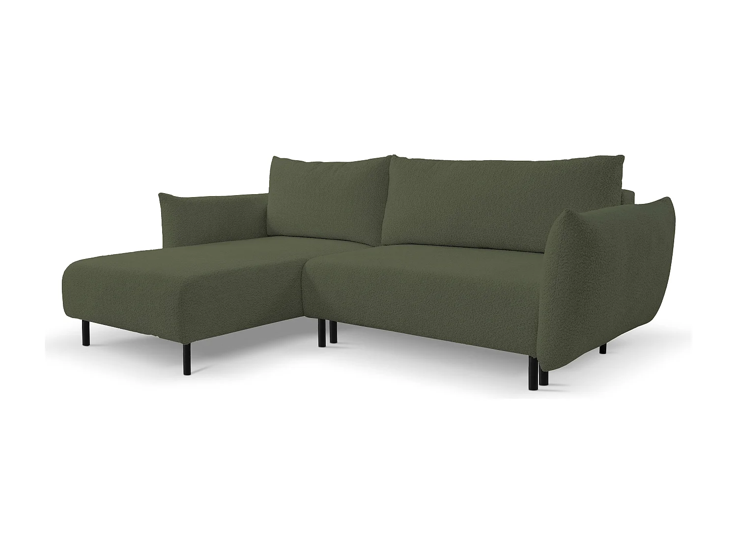Hoekbank ADEL met slaapfunctie en opbergruimte – L-vorm, metalen poten, verstelbaar, 145x212 cm, 257x90x171 cm, GROEN