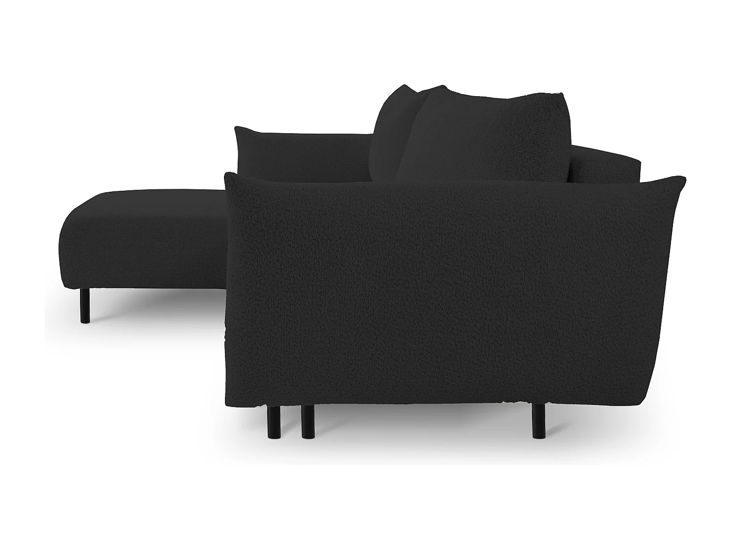 Ecksofa ADEL mit Schlaffunktion und Bettkasten – L-Form, Metallfüße, verstellbar, 145x212cm, 257x90x171cm SCHWARZ