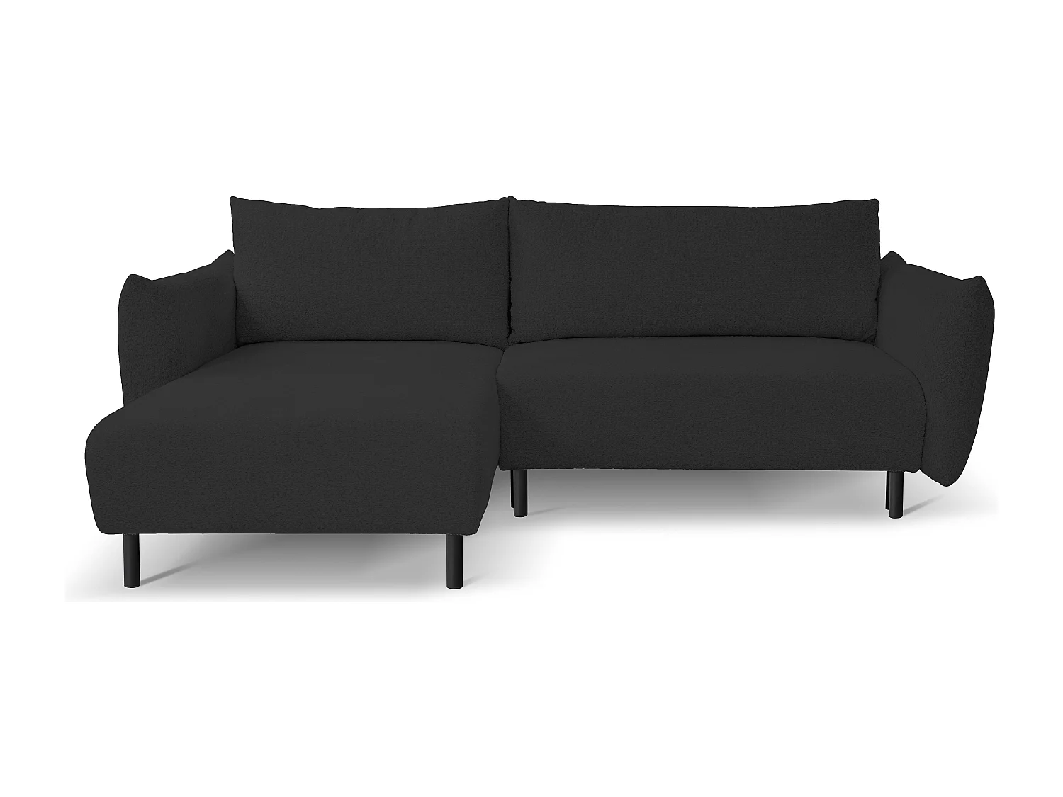 Narożnik ADEL z funkcją spania i pojemnikiem na pościel – Układ L, metalowe nogi, regulowana konfiguracja, 145x212cm, 257x90x171cm CZARNY