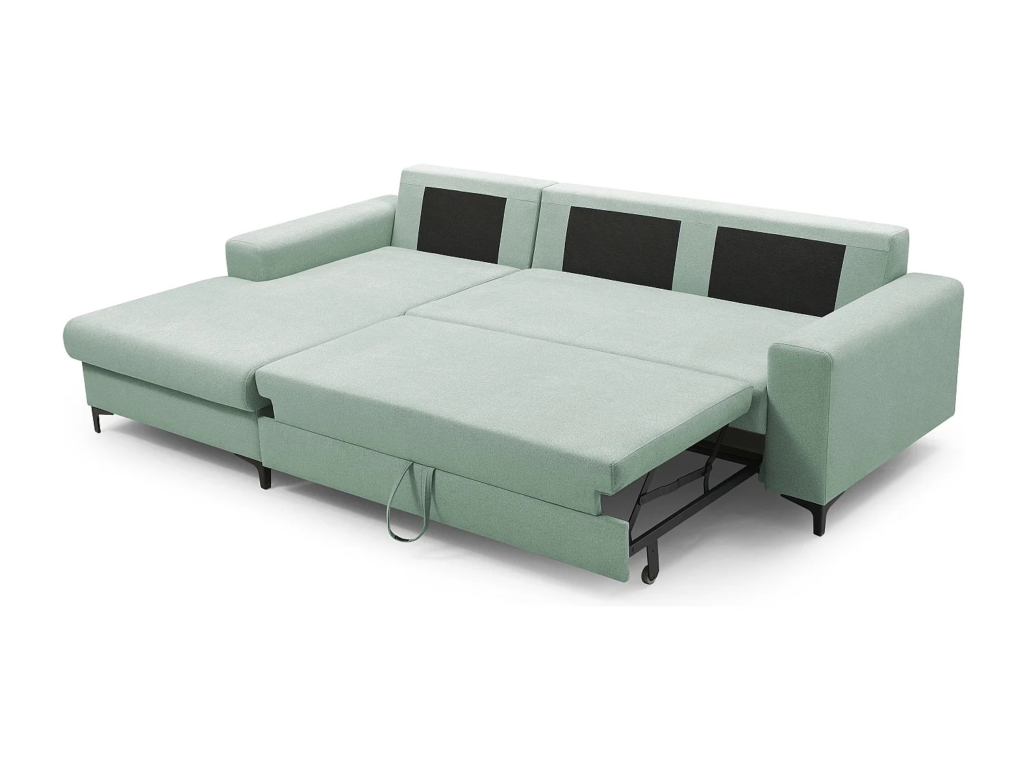 Ecksofa AVRA mit Schlaffunktion, Stauraum, linke Seite, 251x165x85 cm, Farbe: TÜRKIS
