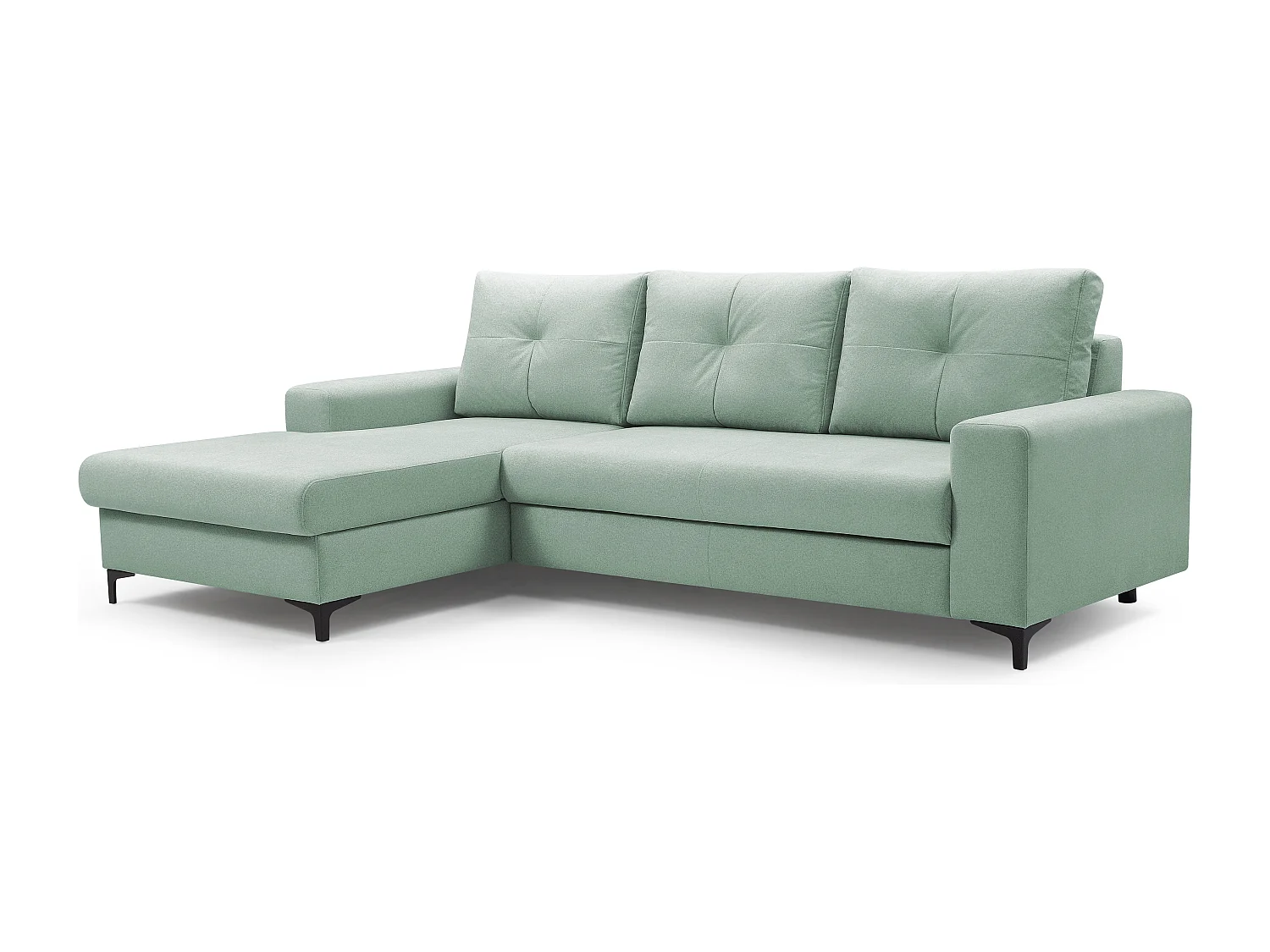 Ecksofa AVRA mit Schlaffunktion, Stauraum, linke Seite, 251x165x85 cm, Farbe: TÜRKIS