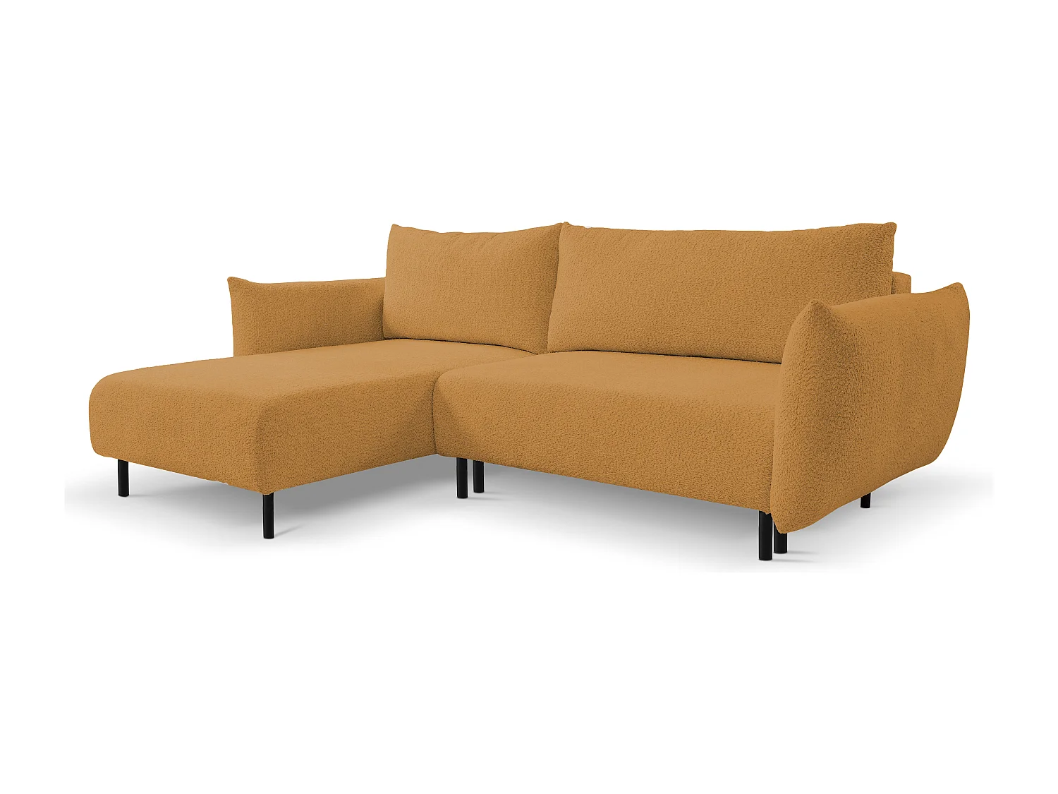Ecksofa ADEL mit Schlaffunktion und Bettkasten – L-Form, Metallfüße, verstellbar, 145x212cm, 257x90x171cm GOLD