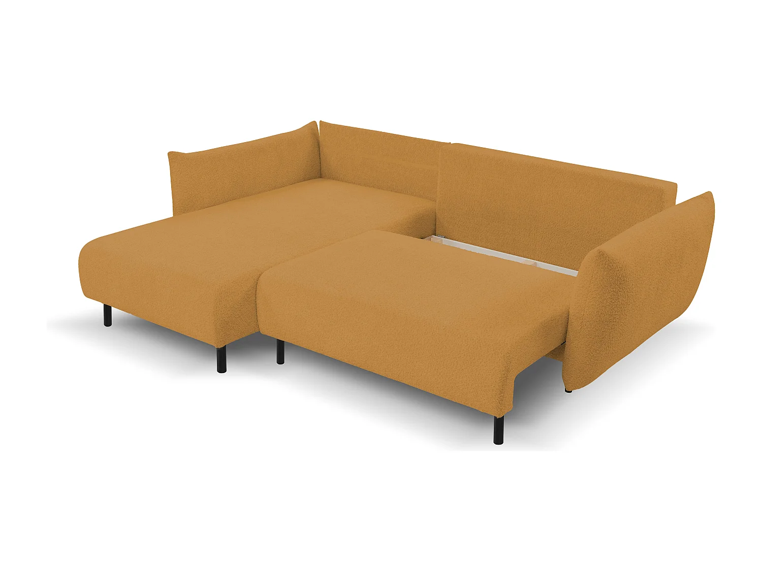 Ecksofa ADEL mit Schlaffunktion und Bettkasten – L-Form, Metallfüße, verstellbar, 145x212cm, 257x90x171cm GOLD