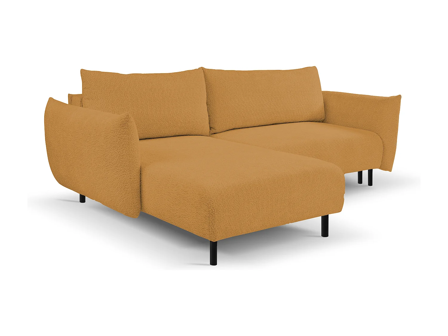 Ecksofa ADEL mit Schlaffunktion und Bettkasten – L-Form, Metallfüße, verstellbar, 145x212cm, 257x90x171cm GOLD