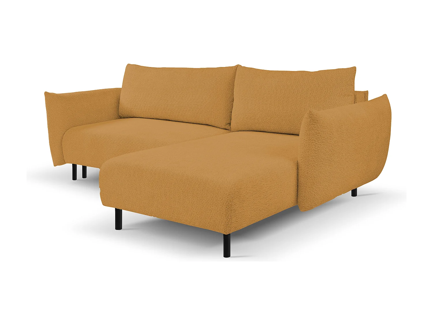 Hoekbank ADEL met slaapfunctie en opbergruimte – L-vorm, metalen poten, verstelbaar, 145x212 cm, 257x90x171 cm, GOUD RECHTS