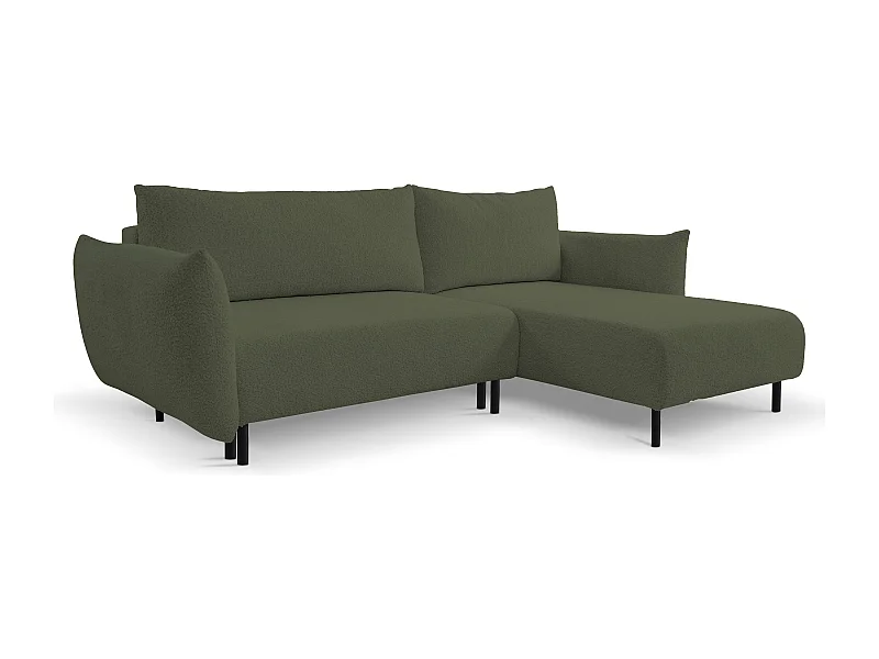 Hoekbank ADEL met slaapfunctie en opbergruimte – L-vorm, metalen poten, verstelbaar, 145x212 cm, 257x90x171 cm, GROEN RECHTS