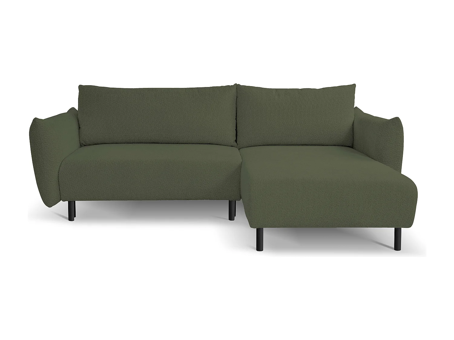 Hoekbank ADEL met slaapfunctie en opbergruimte – L-vorm, metalen poten, verstelbaar, 145x212 cm, 257x90x171 cm, GROEN RECHTS