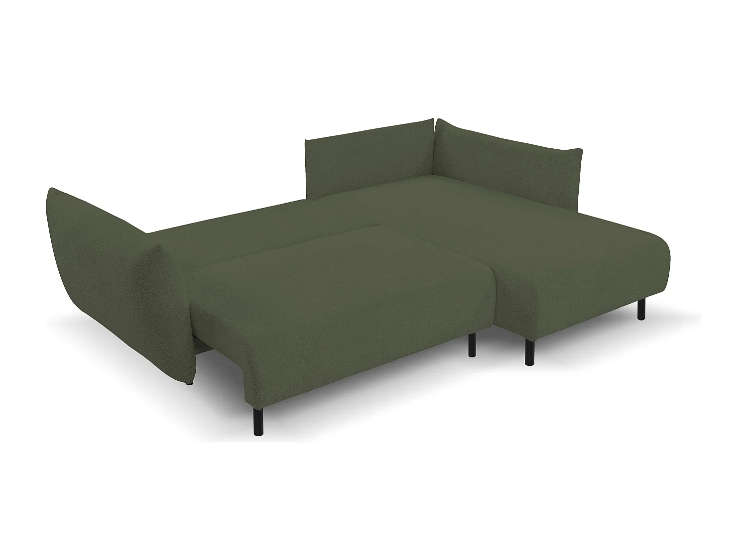 Hoekbank ADEL met slaapfunctie en opbergruimte – L-vorm, metalen poten, verstelbaar, 145x212 cm, 257x90x171 cm, GROEN RECHTS