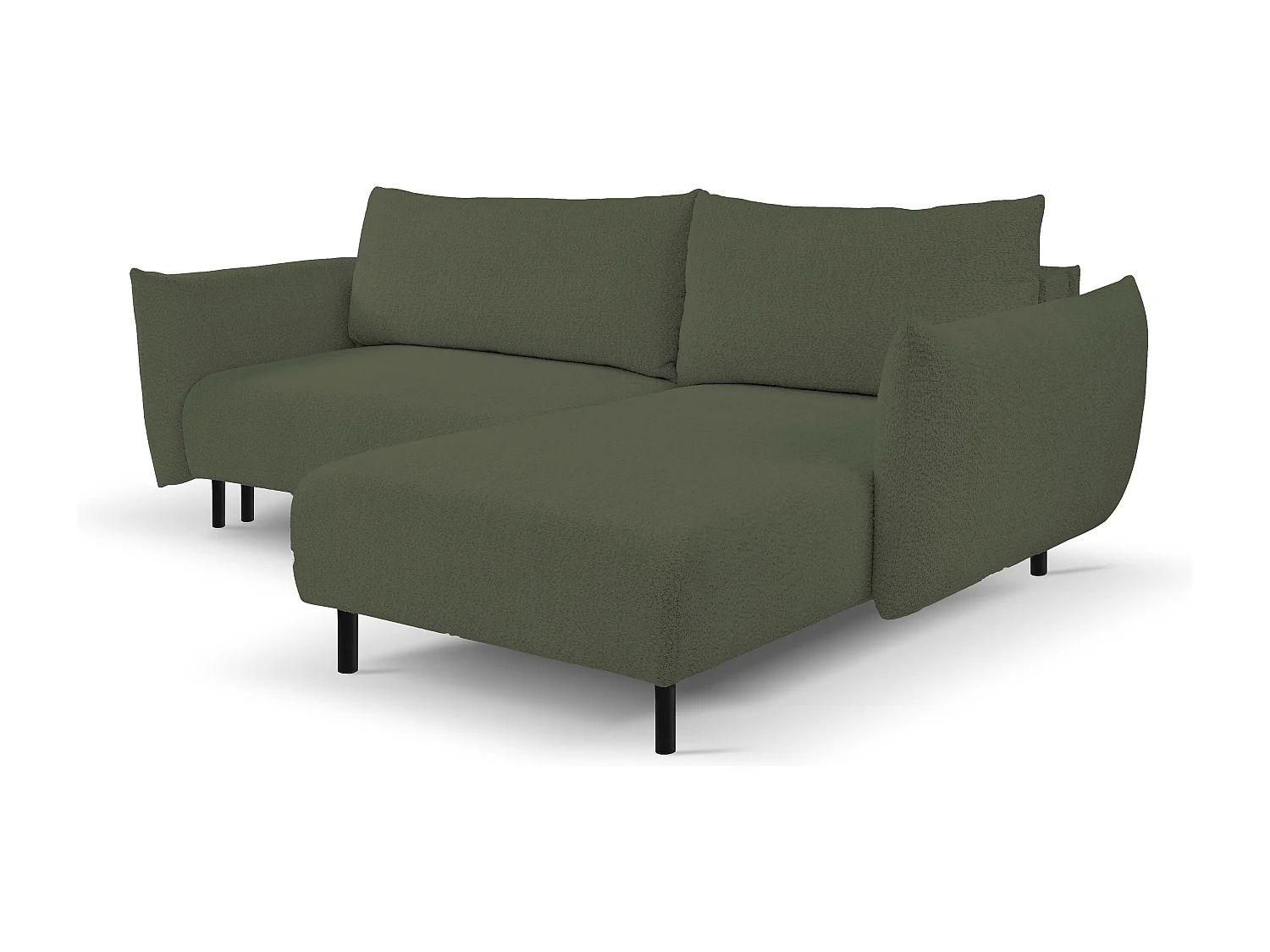 Hoekbank ADEL met slaapfunctie en opbergruimte – L-vorm, metalen poten, verstelbaar, 145x212 cm, 257x90x171 cm, GROEN RECHTS