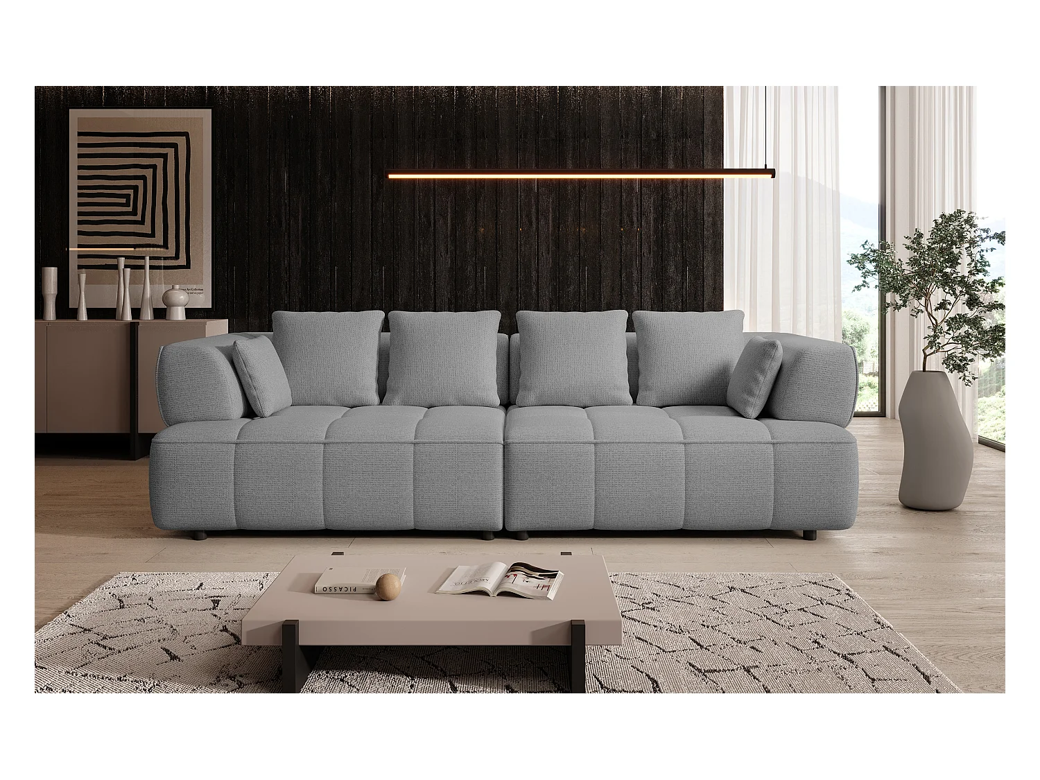Canapé AULA BigSofa avec profondeur d'assise réglable, sans fonction couchage, dossier réglable, design moderne, gris, 284x111x84/75 cm