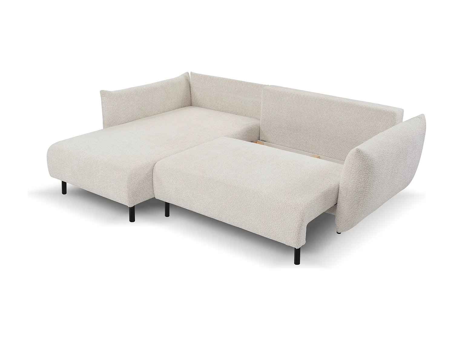 Hoekbank ADEL met slaapfunctie en opbergruimte – L-vorm, metalen poten, verstelbaar, 145x212 cm, 257x90x171 cm, KERST