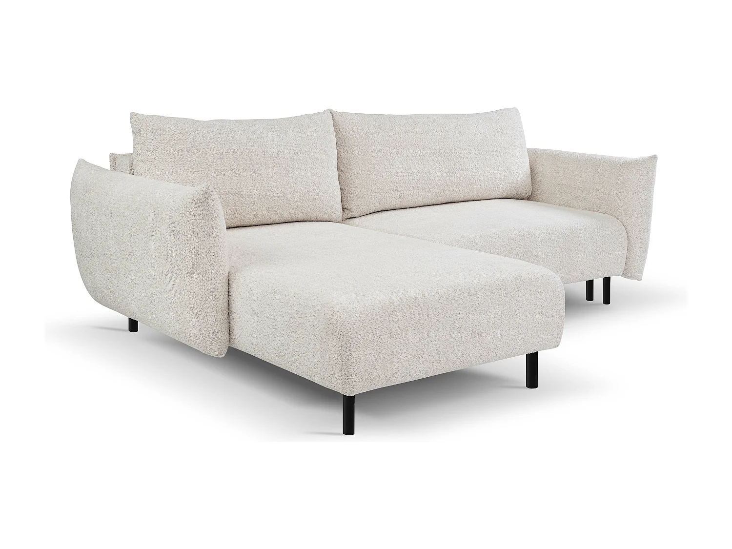 Hoekbank ADEL met slaapfunctie en opbergruimte – L-vorm, metalen poten, verstelbaar, 145x212 cm, 257x90x171 cm, KERST