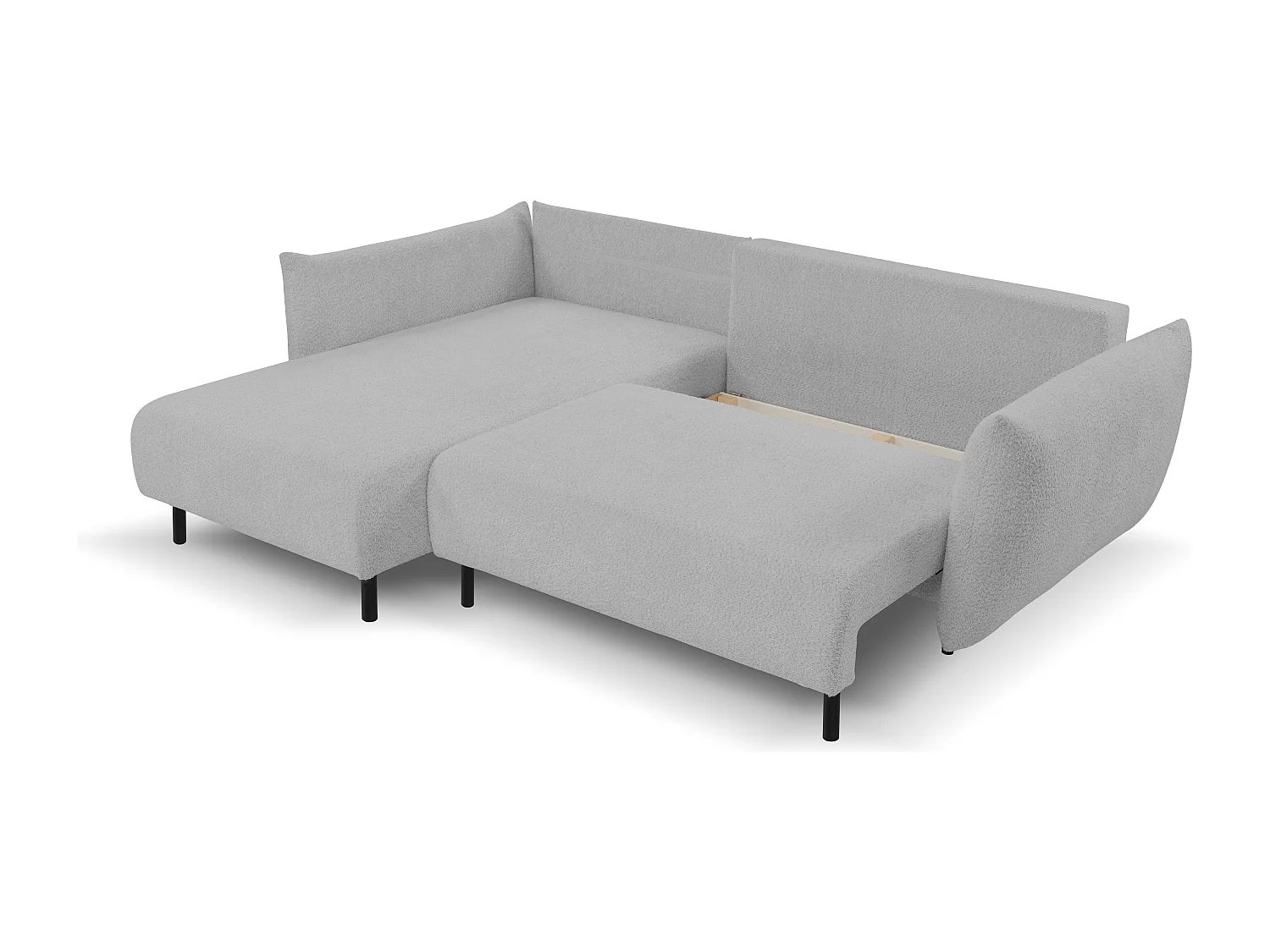 Ecksofa ADEL mit Schlaffunktion und Bettkasten – L-Form, Metallfüße, verstellbar, 145x212cm, 257x90x171cm GRAU