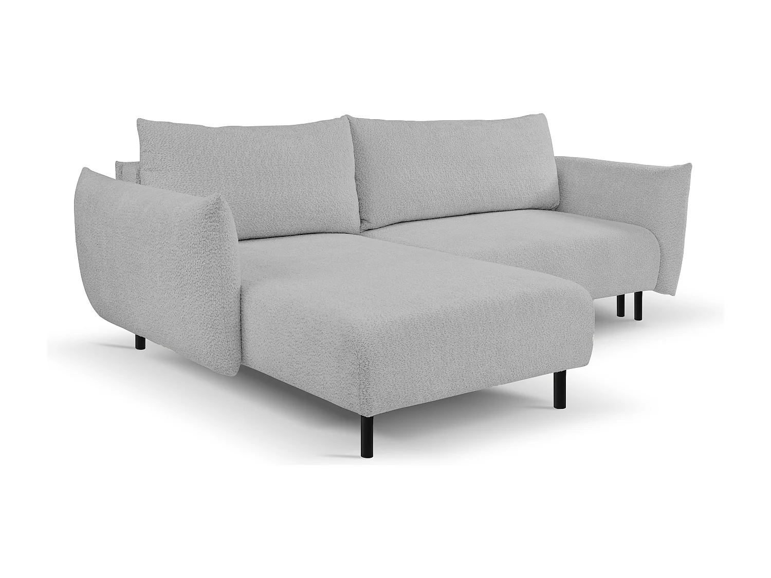 Hoekbank ADEL met slaapfunctie en opbergruimte – L-vorm, metalen poten, verstelbaar, 145x212 cm, 257x90x171 cm, GRIJS