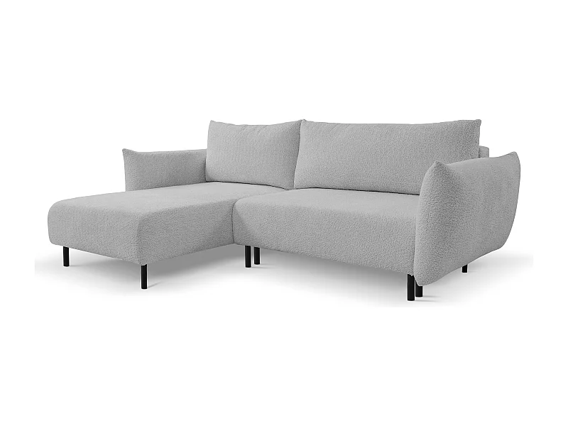 Hoekbank ADEL met slaapfunctie en opbergruimte – L-vorm, metalen poten, verstelbaar, 145x212 cm, 257x90x171 cm, GRIJS