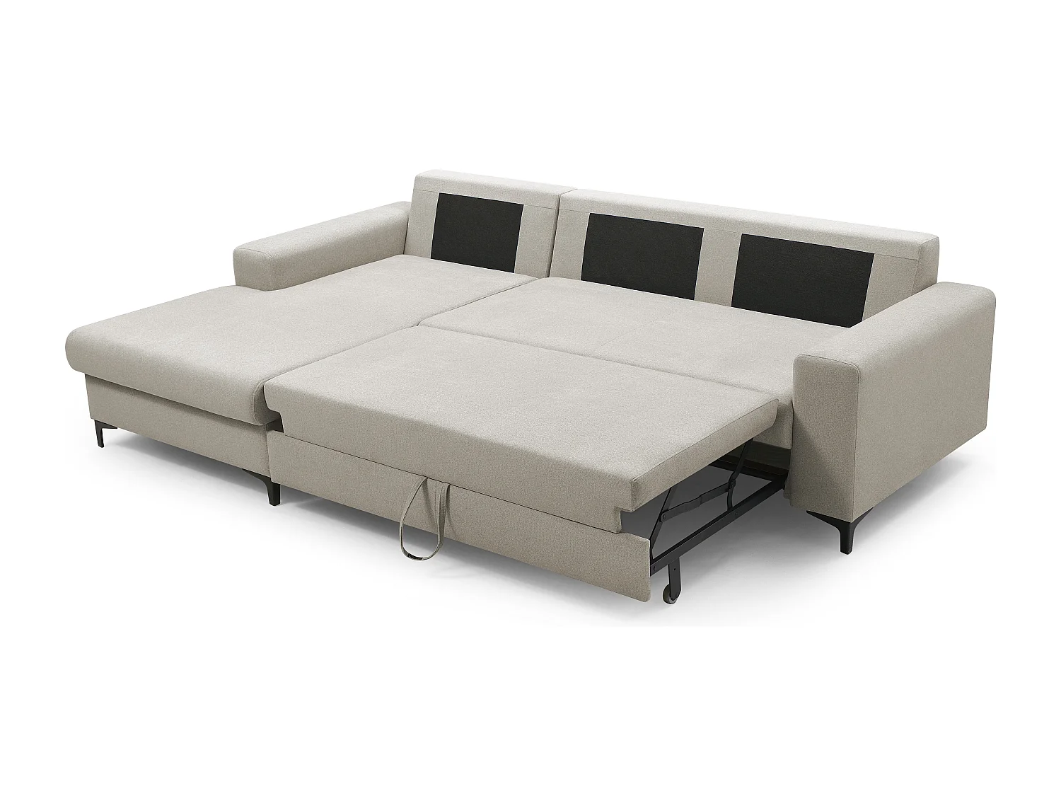 Ecksofa AVRA mit Schlaffunktion, Stauraum, linke Seite, 251x165x85 cm, Farbe: WEISS