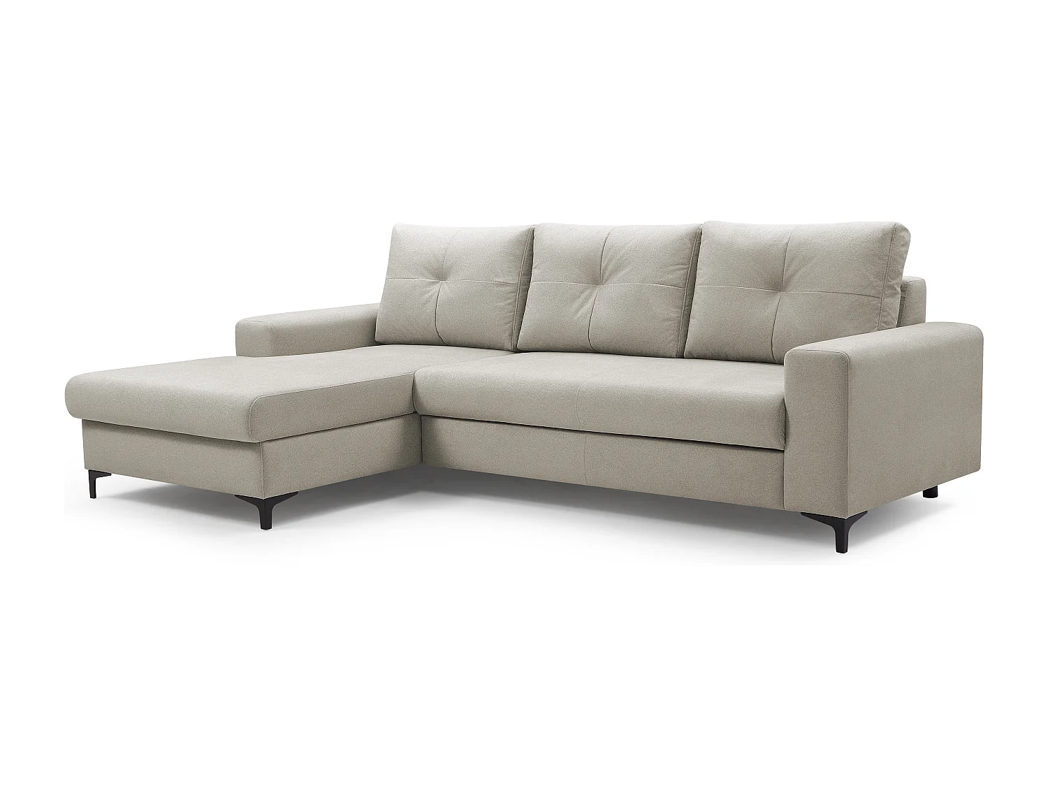Ecksofa AVRA mit Schlaffunktion, Stauraum, linke Seite, 251x165x85 cm, Farbe: WEISS