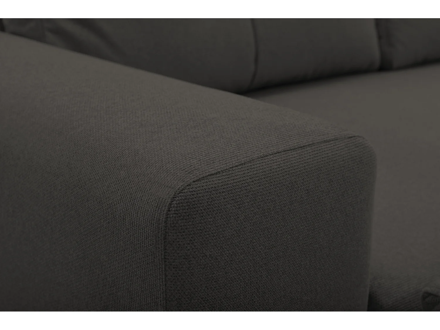 Hoekbank AVRA – Slaapfunctie, opbergruimte, rechterzijde, 251x165x85 cm, kleur: GRIJSGRAFIET