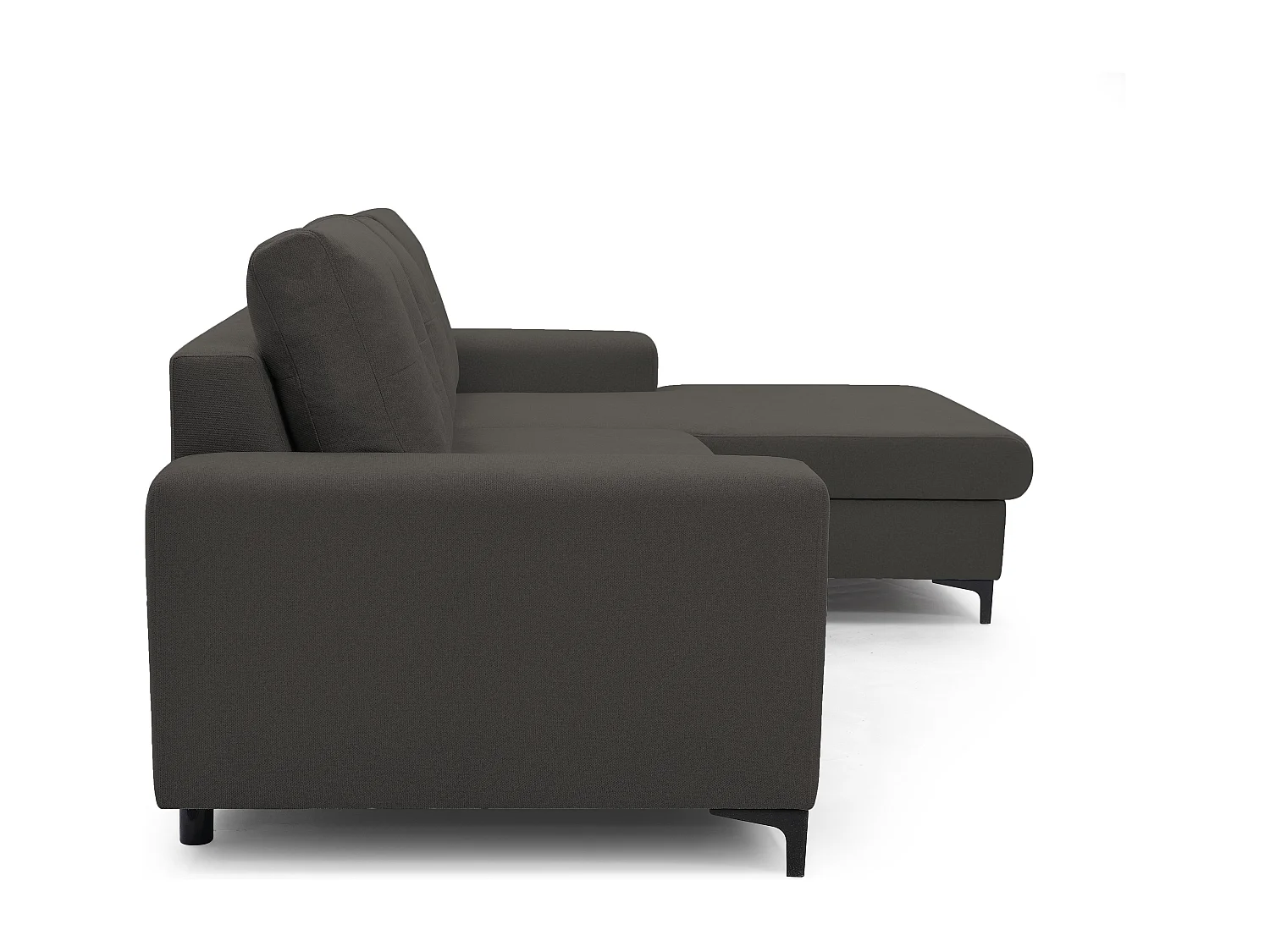 Hoekbank AVRA – Slaapfunctie, opbergruimte, rechterzijde, 251x165x85 cm, kleur: GRIJSGRAFIET