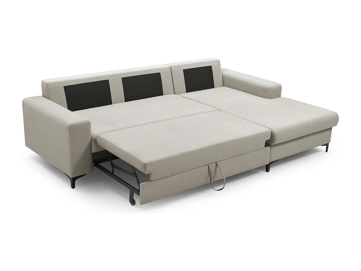 Ecksofa AVRA mit Schlaffunktion, Stauraum, rechte Seite, 251x165x85 cm, Farbe: WEISS